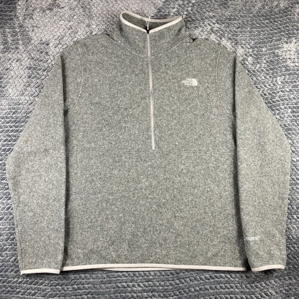 The North Face Pullover Mens Large Gray Quarter Zip Fleece Sweater Hiking